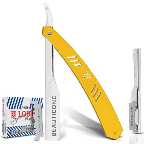 Miniatura 13 de Beauticone Navajas rectas para hombres, navaja de borde recto, 100 cuchillas de un solo filo, acero inoxidable, navaja de barbero para el afeitado