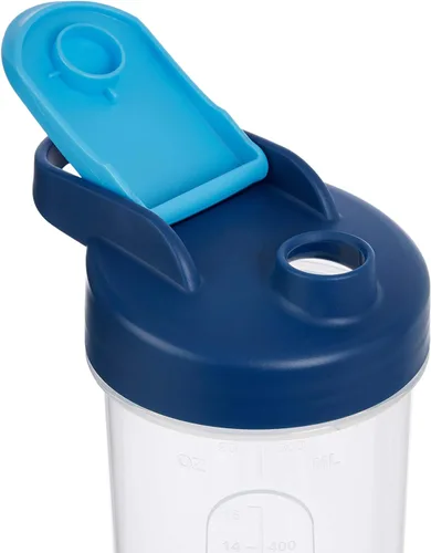 Miniatura 4 de Amazon Basics Botella mezcladora de proteínas con bola mezcladora, tazas para batidos, 20 onzas, paquete de 2, azul, 4.6 x 3.5 x 9.1 in