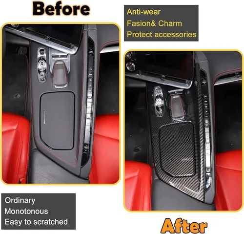 Miniatura 2 de CHEAYAR Cubierta de panel de palanca de cambios compatible con Chevrolet Corvette C8 2020-2023, panel de engranajes de control central, cubierta