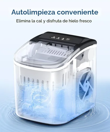 Miniatura 5 de COWSAR Máquina de hielo de encimera, máquina de hielo portátil con autolimpieza, 26.5 libras/24 horas, 9 cubos de hielo tipo bala en 6 minutos