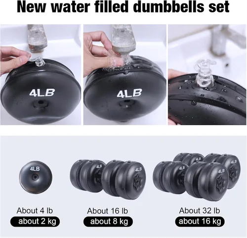 Miniatura 7 de Water Filled Dumbbells Set - Water Filled Weights - Portable Travel Weights - Adjustable Dumbbells