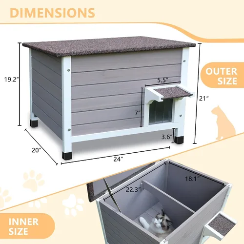 Miniatura 6 de Rockever Casa aislada para gatos, 100% aislada, para exteriores, para invierno, exteriores, para gatos salvajes, resistente a la intemperie, diseño