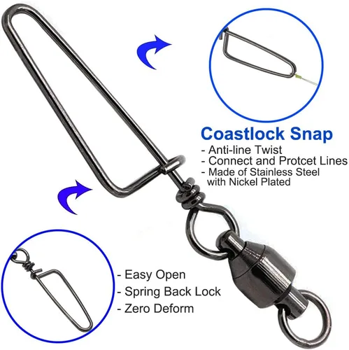 Miniatura 4 de Paquetes de 10, 30 rodamientos de bola alta resistencia para pesca con gancho Coastlock, Anillos de soldadura fuerte para pesca en agua salada