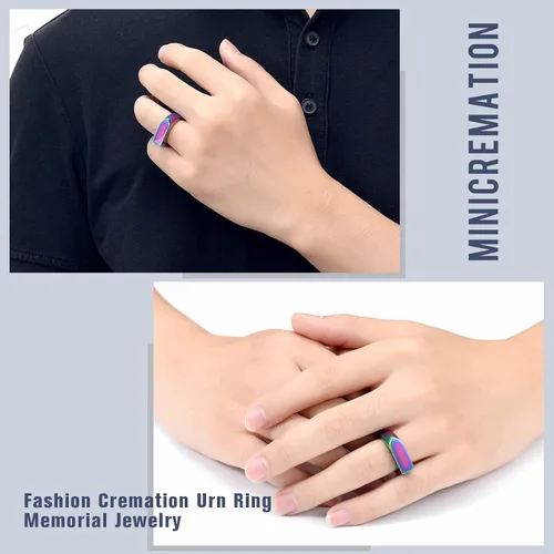 Miniatura 31 de Joyería de cremación para cenizas, geometría, estilo simple, anillo conmemorativo para cenizas, soporte para cenizas con kit de relleno, anillo