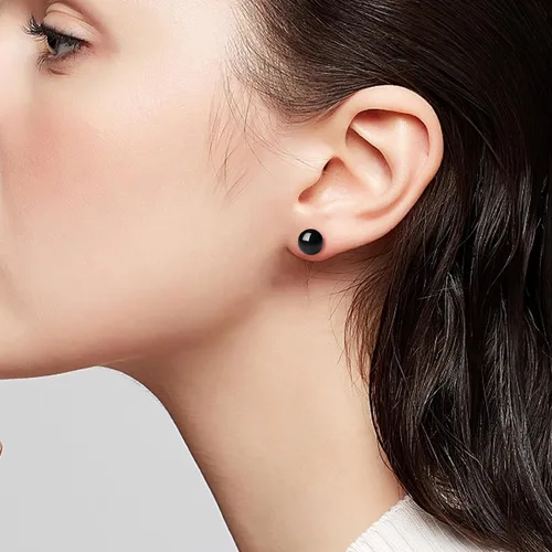Miniatura 3 de 681011mm Black Pearl Stud Earrings for Women - 925 Sterling Silver Hypoallergenic Earrings Jewelry Gift