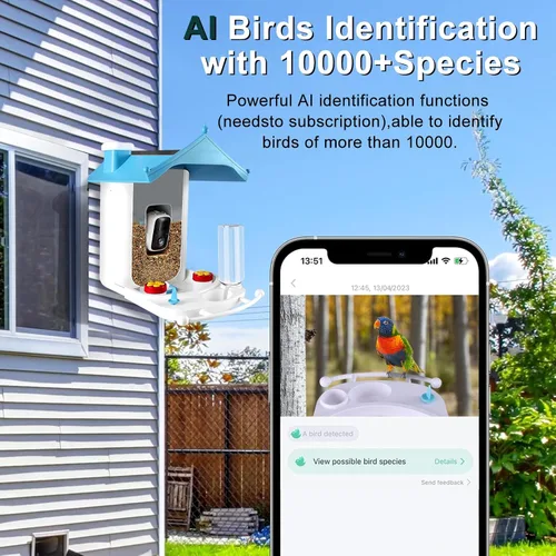 Miniatura 2 de Comedero inteligente para pájaros con cámara AI para identificar especies de aves, vista en vivo, observación de aves, captura automática de videos