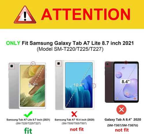 Miniatura 2 de Funda para Samsung Galaxy Tab A7 Lite de 8.7 pulgadas modelo 2021 (SM-T220/T225/T227), soporte de visión multiángulo, cartera delgada con bolsillos