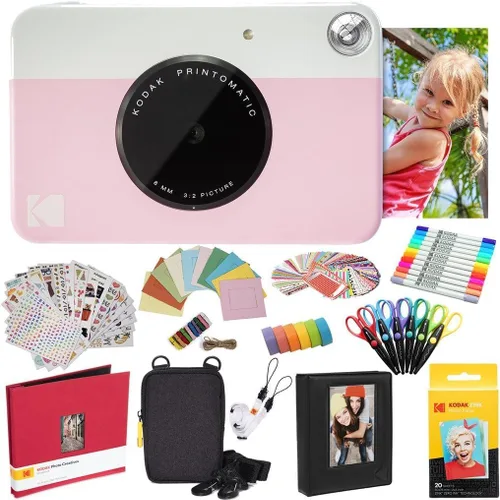 Miniatura 11 de Kodak Printomatic - Cámara instantánea (verde) todo en paquete + papel Zink (20 hojas) + funda de lujo + álbum de fotos + 7 juegos de calcomanías +