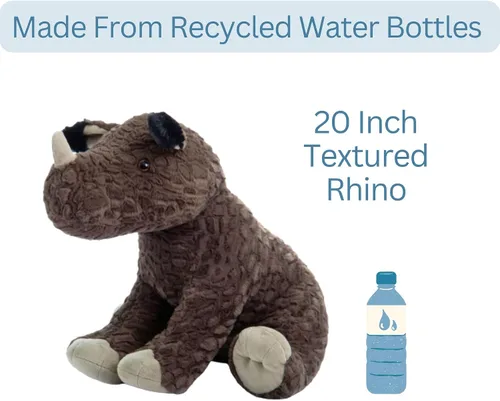 Miniatura 6 de The Petting Zoo Rinoceronte de peluche, regalos para niños, animales salvajes del zoológico Onez, juguete de peluche de rinoceronte texturizado