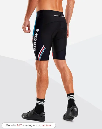 Miniatura 44 de Bikewa Pantalones cortos de ciclismo para hombre, con acolchado 4D, para ciclismo de carretera, con bolsillos con cremallera