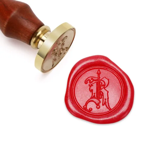 Miniatura 18 de Mceal Sello de cera, sello de latón con mango de madera, letra victoriana Y
