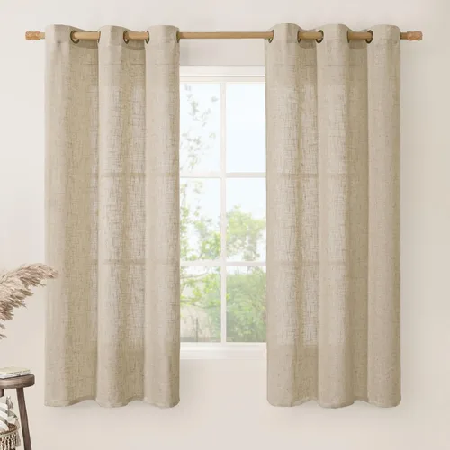 Miniatura 77 de LAMIT Cortinas de lino sintético para dormitorio, paneles filtrantes de luz, cortinas de lino con protección de privacidad con ojales para ventanas