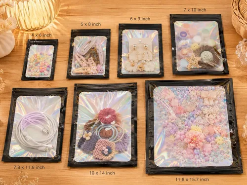 Miniatura 5 de Paquete de 100 bolsas de Mylar de 7.8 x 11.8 pulgadas con ventana transparente, bolsas de papel de aluminio resellables grandes de cuarto de galón