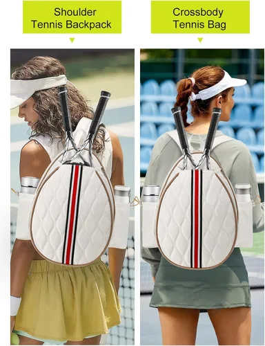 Miniatura 5 de Bolsas de tenis con capacidad para 2 raquetas para mujeres y hombres, mochila de tenis cruzada y bolsa de hombro para raqueta, bolsillo aislado