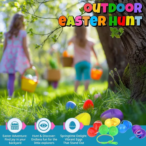 Miniatura 4 de UpBrands Caja a granel de 720 huevos de Pascua prellenados con pulseras de cremallera de juguete para ansiedad, suministros de caza de huevos