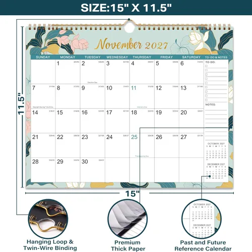 Miniatura 3 de Pinchoco Calendario 2027 – Calendario de pared 2027 de 12 meses, enero de 2027 a diciembre de 2027, 11.5 x 15 pulgadas, el calendario de pared 2027