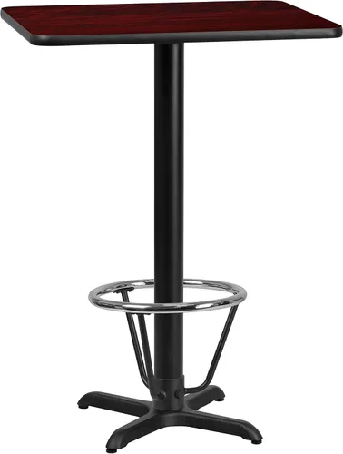 Miniatura 5 de Flash Muebles 24" x 30" mesa rectangular parte superior con 22" x 22" Bar Altura Base de mesa y pie anillo, Hierro fundido, Negro