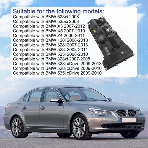 Miniatura 2 de Kit de tapa de válvula de motor con juntas y pernos 11127552281 2007-2013 compatible con BMW 128i 328i xDrive 328xi 528i xDrive 528xi 535i xDrive X3