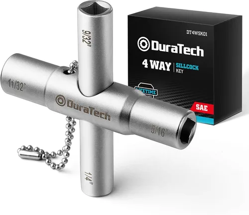 DURATECH Llave Sillcock de 4 vías, 1/4 pulgadas, 9/32 pulgadas, 5/16 pulgadas, 11/32 pulgadas, 1 paquete, para válvula, grifo y espitas