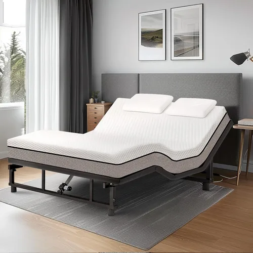 Miniatura 10 de Base de cama ajustable King con control remoto inalámbrico, fácil instalación, marco de acero resistente, motor silencioso, elevación de cabeza
