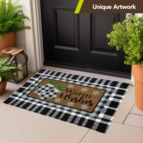 Miniatura 7 de Briarwood Lane - Felpudo de invierno con guantes a cuadros de fibra natural de coco 28 - Manoplas