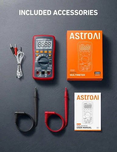 Miniatura 8 de AstroAI Multímetro digital, TRMS 4000 cuenta voltios medidor (rango manual y automático); mide el probador de voltaje, corriente, resistencia