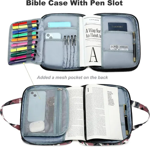 Miniatura 3 de Octsky Fundas para libros de la Biblia para hombre, funda protectora para la Biblia con bolsillo, verde militar