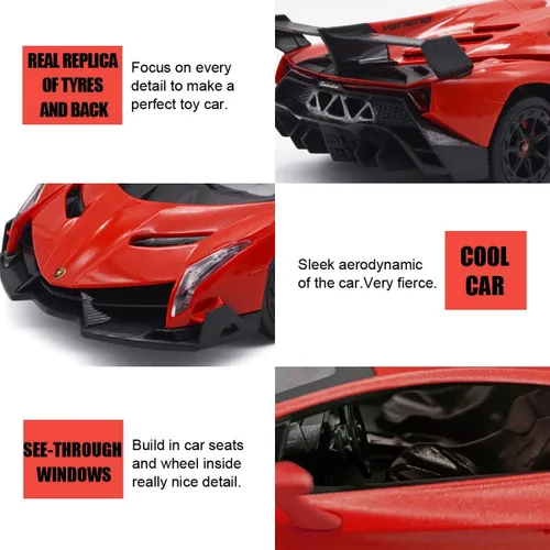 Miniatura 5 de Auto de Carreras de Control Remoto RC Compatible con Lamborghini Veneno, Vehículo de Juguete RC Modelo con Licencia Oficial 1:24 para Niños de 6, 7