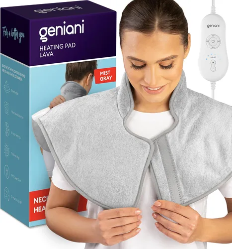 Miniatura 9 de Geniani - Almohadilla térmica eléctrica para alivio del dolor de espalda y calambres, apagado automático, almohadilla térmica suave para terapia