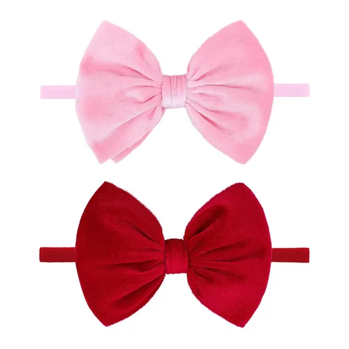 Miniatura 15 de YanJie Lazos de terciopelo para bebé niña, diademas de nailon suaves para recién nacidos, diademas hechas a mano para bebé, accesorios