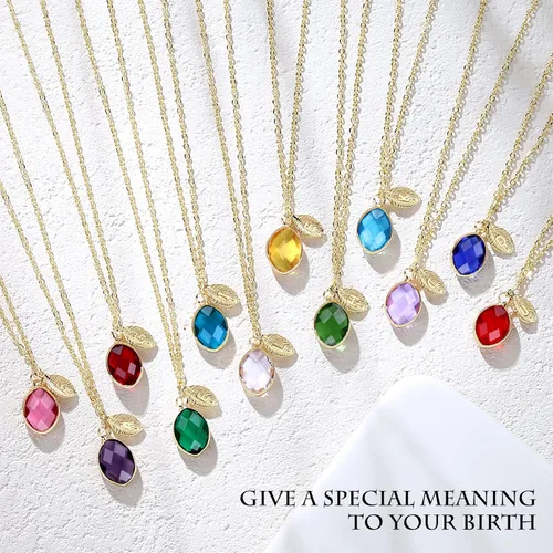 Miniatura 5 de Me&Hz Initial Birthstone Necklace for Women 14K Gold Filled Small Initial Necklace Crystal Birthstone Pendant Necklace for Girls Teens Mom Dainty