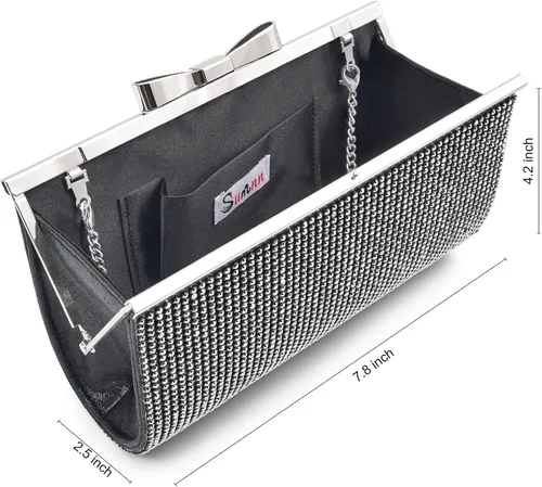 Miniatura 6 de Bolso de mano de noche para cóctel, baile de graduación, cristales brillantes con diamantes de imitación para novia y dama de honor, boda, fiesta