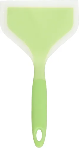 Miniatura 4 de Espátula de pescado de plástico envuelta en silicona para panqueques, pala antiadherente resistente al calor, espátula plana ancha para huevos Verde