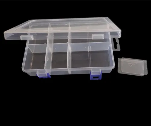 Miniatura 5 de Caja de almacenamiento de plástico transparente con divisores ajustables, organizador portátil de cuentas transparentes para aretes, organizador
