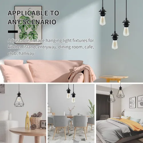 Miniatura 4 de Kit de luz colgante mini industrial VTYXCTIGJ, colgante retro Edison, cable de luz colgante vintage con zócalo de lámpara UL E26, accesorios de luz