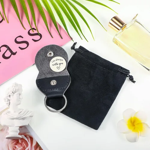 Miniatura 3 de Sureio Ficha de recuerdo de bolsillo para relaciones a larga distancia, recuerdo de acero inoxidable, regalo inspirador de doble cara con llavero