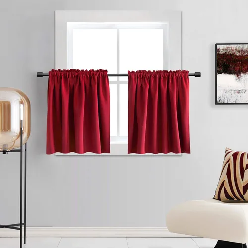 Miniatura 28 de DONREN - Cortinas blackout de 2 paneles con bolsillo para cortinero Negro