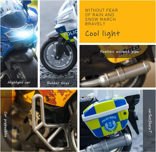 Miniatura 5 de Juguete de Motocicleta de Policía - Juguete de Motocicleta de Retroceso con Sonido y Luz, Motocicletas de Juguete para Niños, Juguetes para Niños