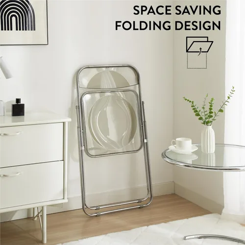 Miniatura 6 de Urban Lifestyle Silla plegable moderna de acrílico transparente con marco cromado, negro