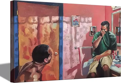 Miniatura 9 de Pintura clásica de Mona Lisa enmarcada en oro, arte de pared de baño, póster divertido de humor divertido para baño, impresión en lienzo de baño