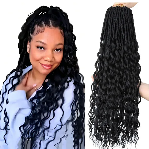Miniatura 17 de Extensiones de cabello de rizos profundos de 14 pulgadas, 8 paquetes, Rizos tejidos en crochet suaves con puntas rizadas, Rizos de diosa tejidos