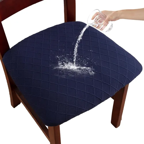 Miniatura 14 de Funda de asiento impermeable para silla de comedor, fundas de asiento lavables para sillas de cocina (negro, 4 piezas)