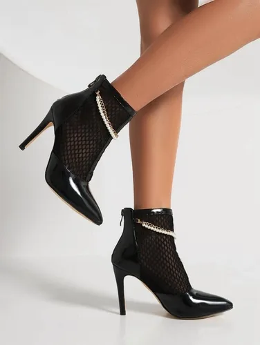 Miniatura 3 de SEIFIN Botines de tacón de aguja con cordones de malla para mujer