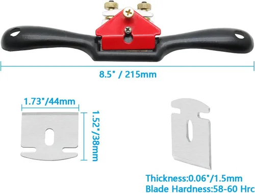 Miniatura 3 de Jiozermi Portavoces ajustables de 9 pulgadas con 4 hojas de metal de repuesto, plano de carpintería, cepilladora manual para artesanos de madera