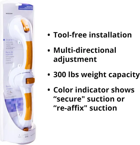 Miniatura 3 de McKesson Barra de agarre giratoria de plástico para baño, 9.75 pulgadas de largo, 1 unidad