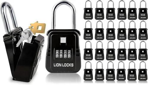 Miniatura 11 de Lion Locks 1500 Caja de Bloqueo de Llaves con Código, Caja de Seguridad para Llaves al Aire Libre, Caja de Seguridad para Inmobiliarios para Negro