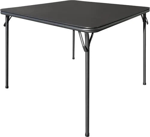 KAIHAOWIN Mesa plegable cuadrada de vinilo para tapicería, mesa de comedor con patas plegables portátil para interiores y exteriores, color negro
