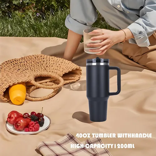Miniatura 7 de Quencher ProTour - Vaso térmico de 40 onzas con asa - Botella de agua de acero inoxidable 100% a prueba de fugas aislada al vacío 2 tapas