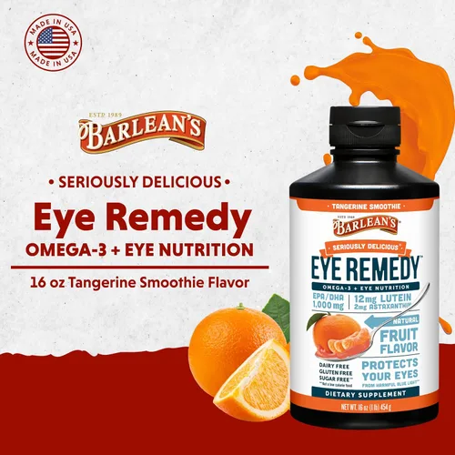 Miniatura 3 de Barlean's Omega 3 Eye Remedy Suplemento líquido de aceite de pescado con luteína, astaxantina y zeaxantina, 1000 mg de ácidos grasos EPA y DHA