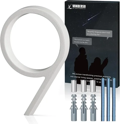 Miniatura 50 de VONDERSO Números flotantes de casa de 5 pulgadas para exteriores, números de dirección modernos de metal antioxidante (3), números de buzón Negro 3